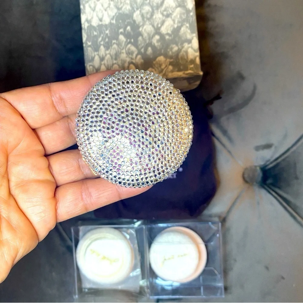NIB Vintage and Rare Judith Leiber Compact Mirror Swarovski Crystals with Powder